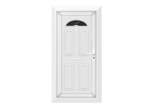 White Half Moon Glazed Front Door