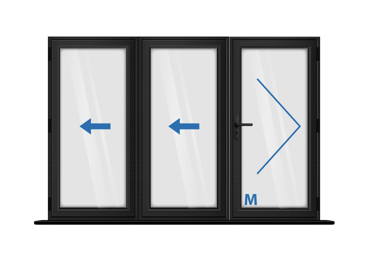 Aluminium 3 Panel Black Bi-Fold Master Door Right