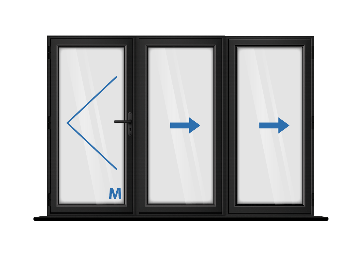 Aluminium 3 Panel Black Bi-Fold Master Door Left