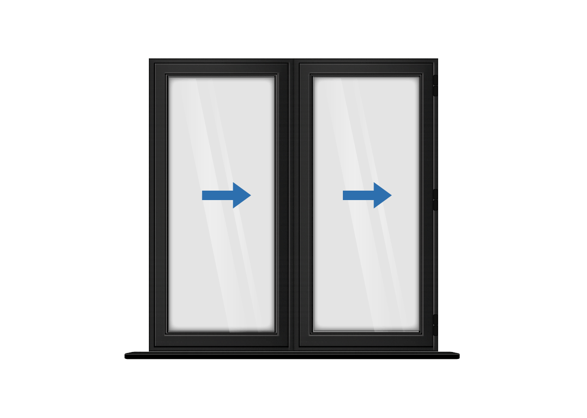 Aluminium 2 Panel Black Bi-Fold Right Opening
