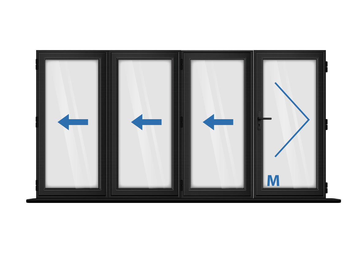 Aluminium 4 Panel Black Bi-Fold Master Door Right