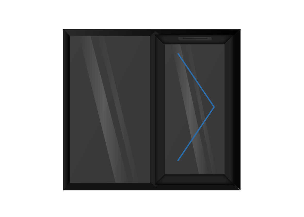 Black uPVC Right Hung & Left Fixed Window