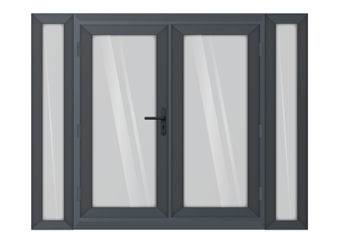 Grey uPVC French Door with 300mm Sidelights