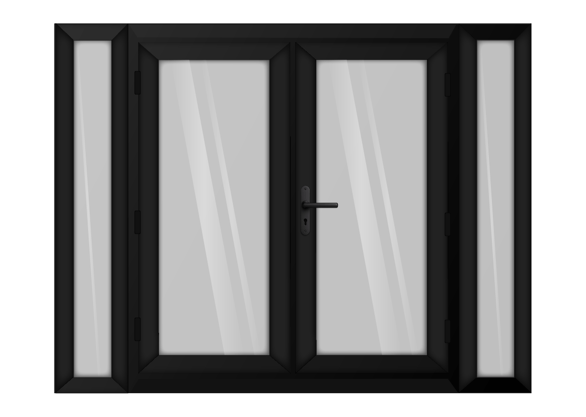 Black uPVC French Door with 300mm Sidelights