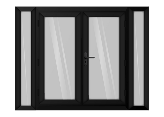 Black uPVC French Door with 300mm Sidelights