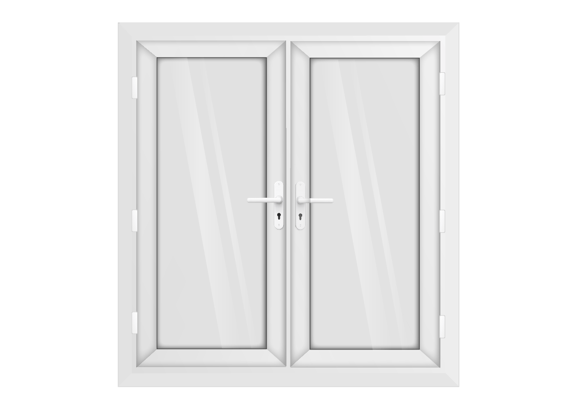 White uPVC French Door Two Handles