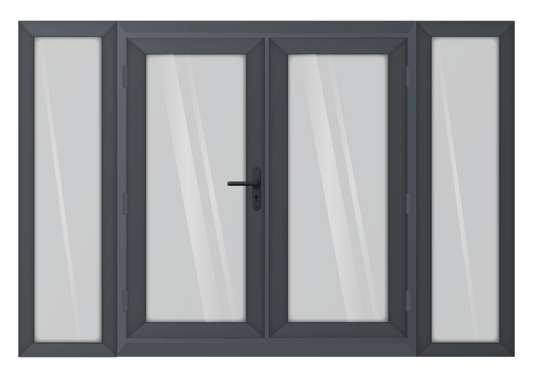 Grey uPVC French Door with 600mm Sidelights