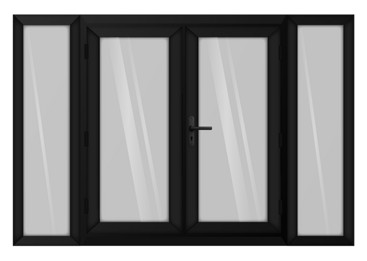 Black uPVC French Door with 600mm Sidelights