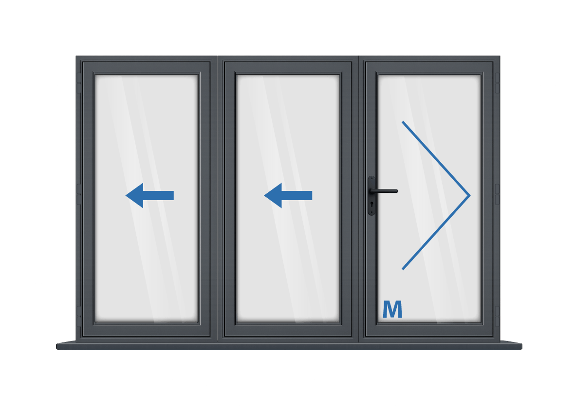 Aluminium 3 Panel Grey Bi-Fold Master Door Right