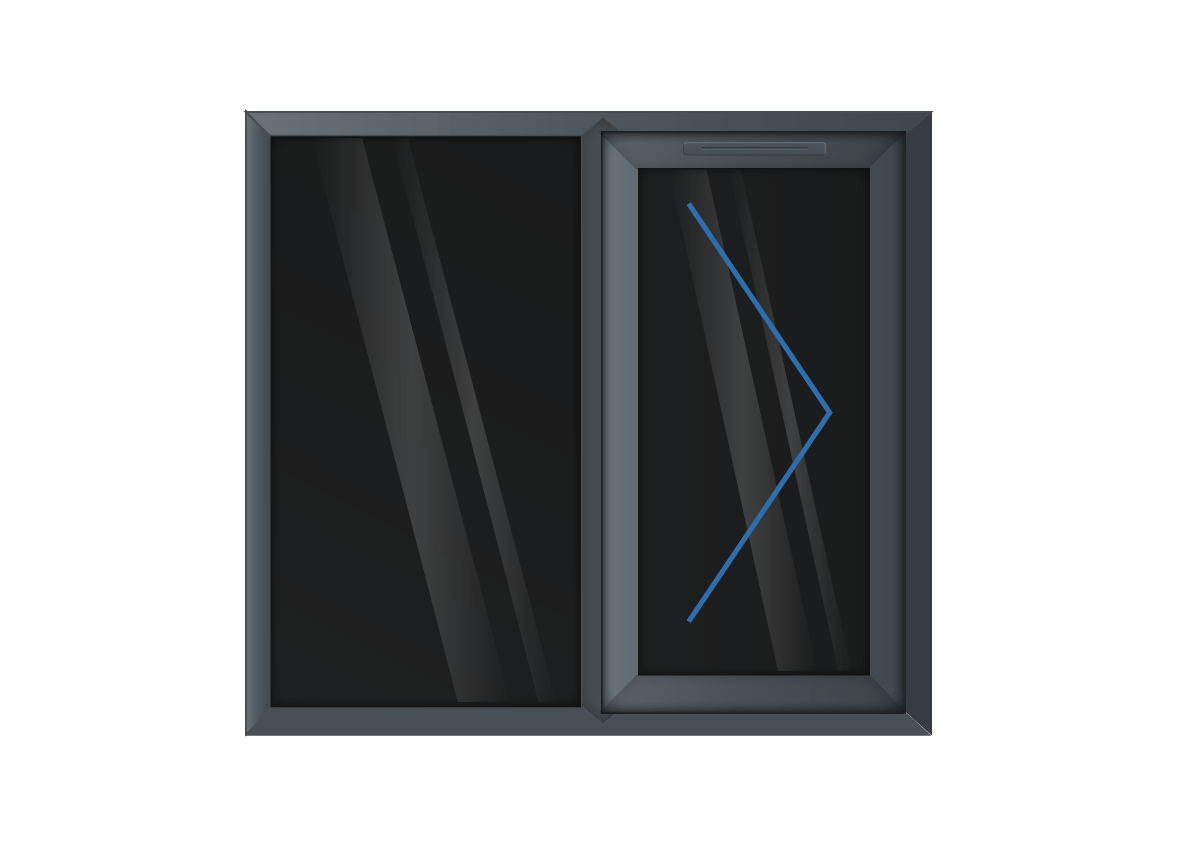 Grey uPVC Right Hung & Left Fixed Window