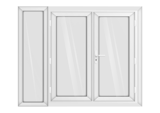 White uPVC French Door with Left 600mm Sidelight