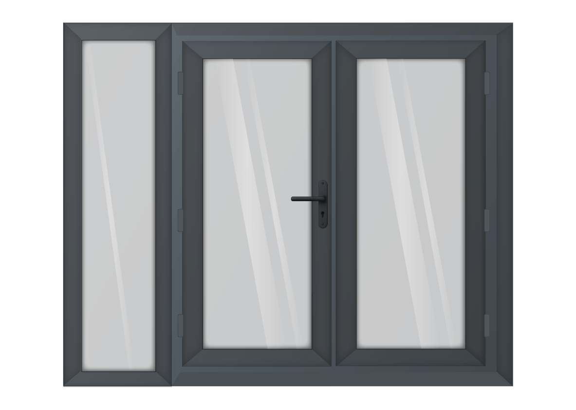 Grey uPVC French Door with Left 600mm Sidelight