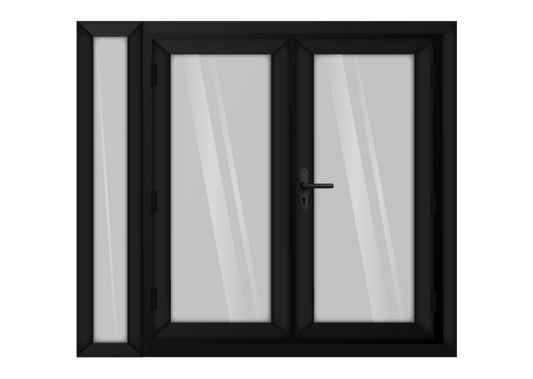 Black uPVC French Door with Left 300mm Sidelight