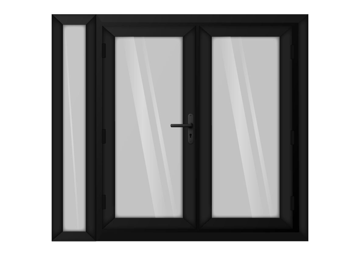 Black uPVC French Door with Left 300mm Sidelight