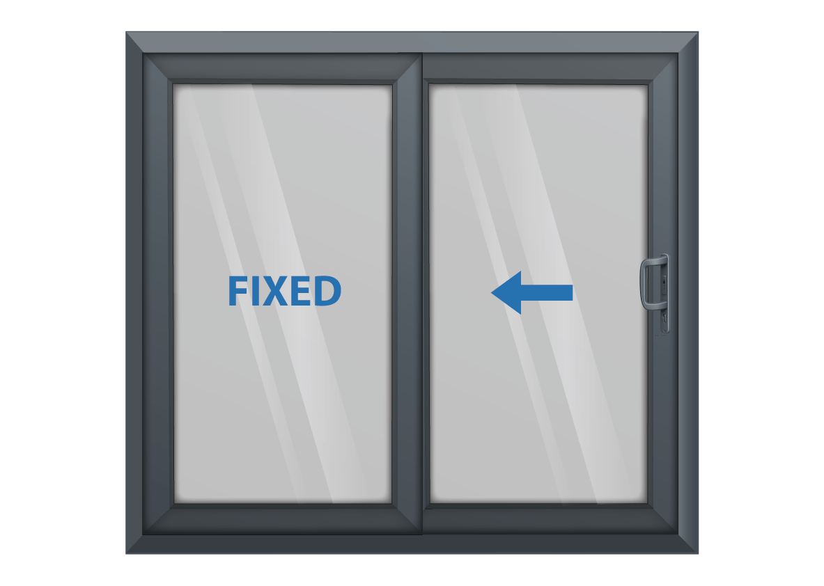 Grey Sliding Patio Door Left Opening