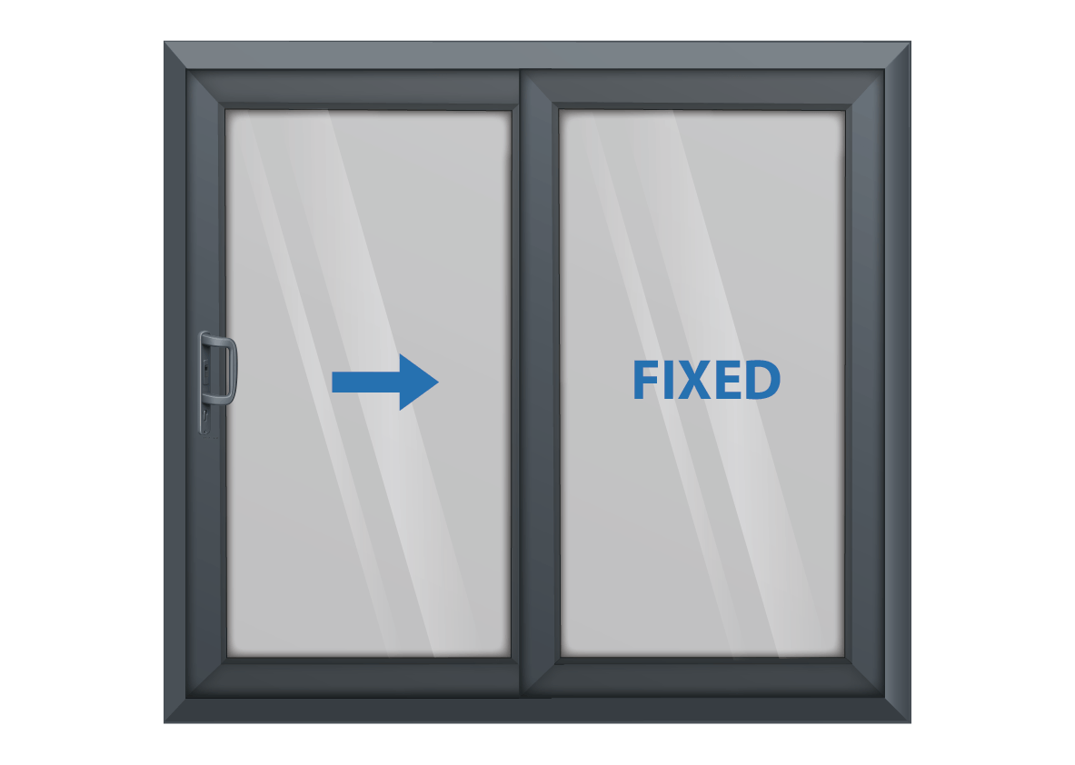 Grey Sliding Patio Door Right Opening