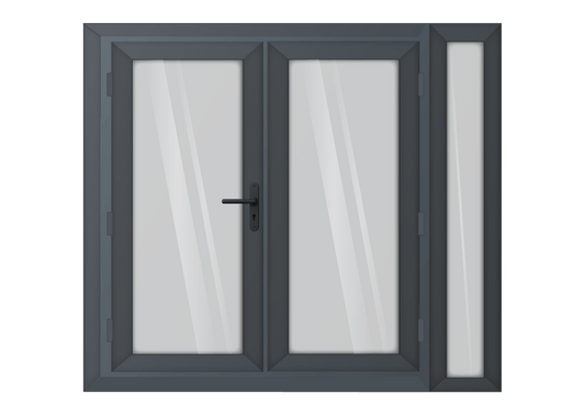 Grey uPVC French Door with Right 300mm Sidelight