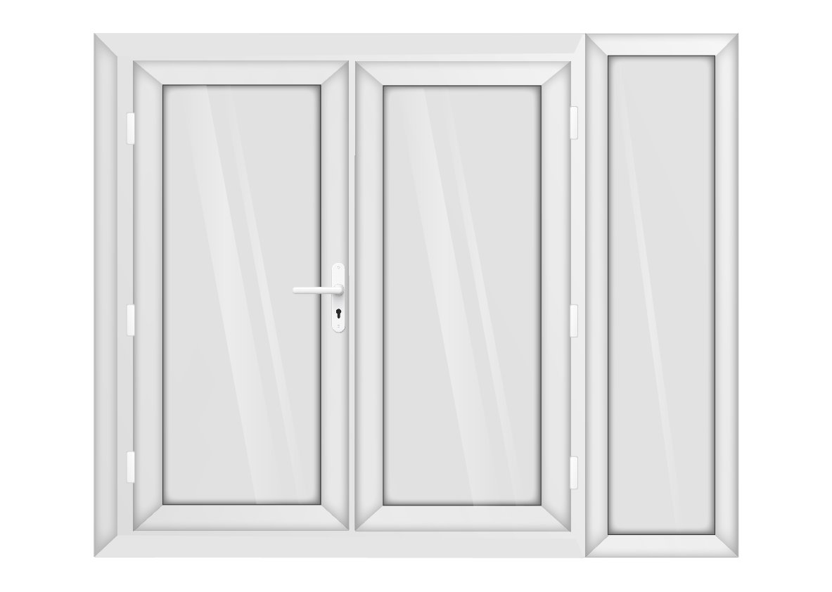 White uPVC French Door with Right 600mm Sidelight