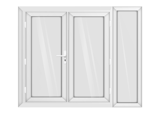 White uPVC French Door with Right 600mm Sidelight
