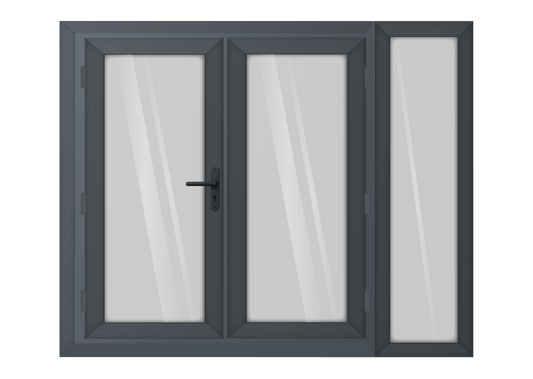 Grey uPVC French Door with Right 600mm Sidelight