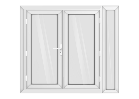 White uPVC French Door with Right 300mm Sidelight