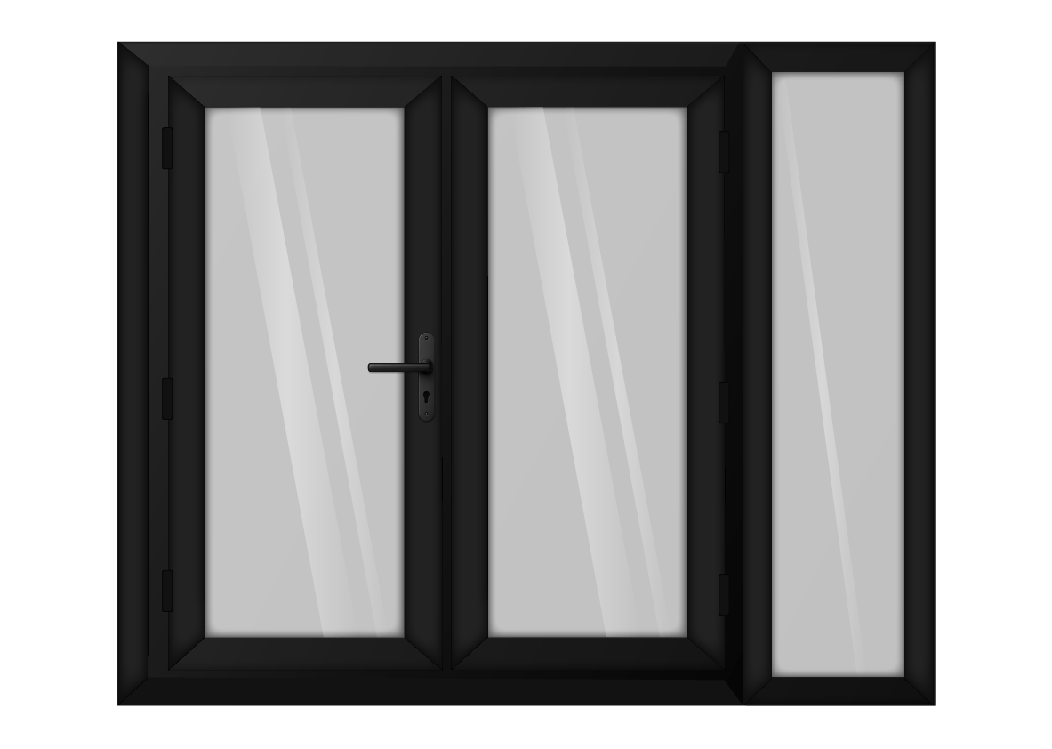 Black uPVC French Door with Right 600mm Sidelight