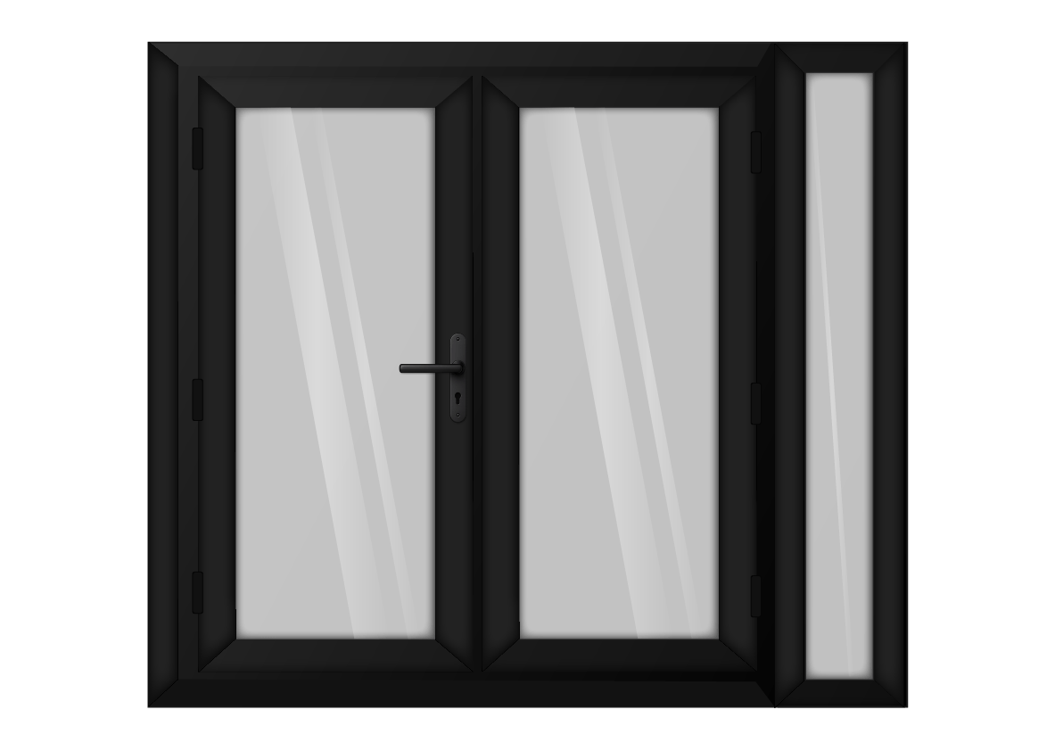Black uPVC French Door with Right 300mm Sidelight