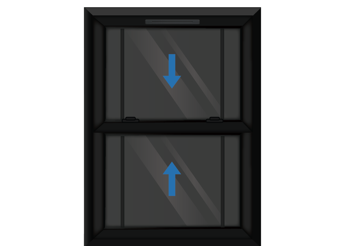 Black uPVC Sliding Sash Window with Georgian Side Bars