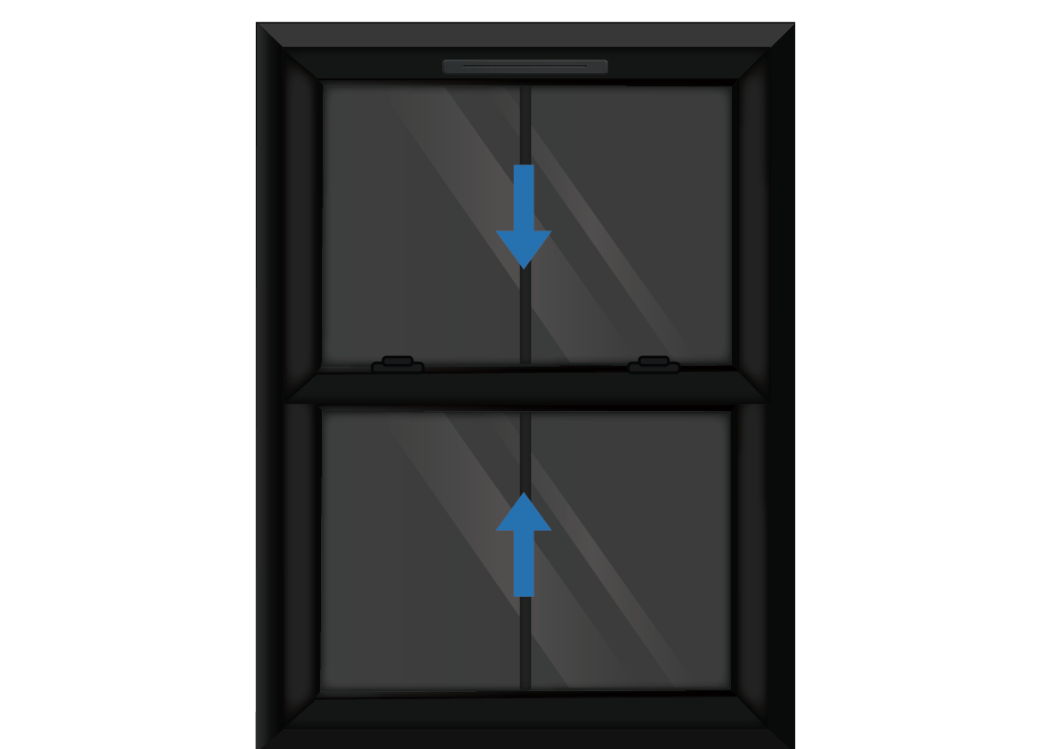Black uPVC Sliding Sash Window with Georgian Vertical Bar