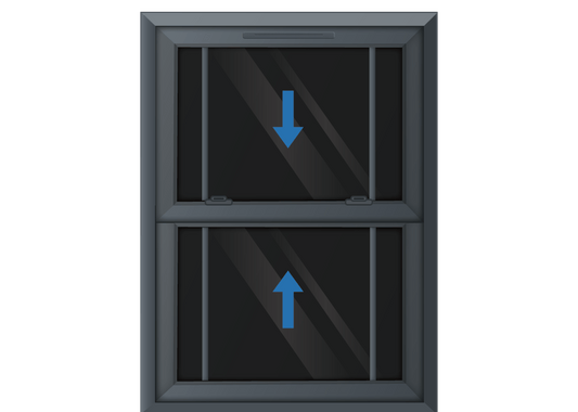 Grey uPVC Sliding Sash Window with Georgian Side Bars
