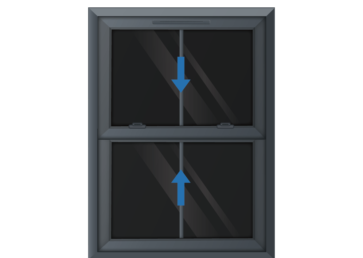 Grey uPVC Sliding Sash Window with Georgian Vertical Bar
