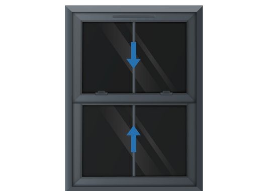 Grey uPVC Sliding Sash Window with Georgian Vertical Bar