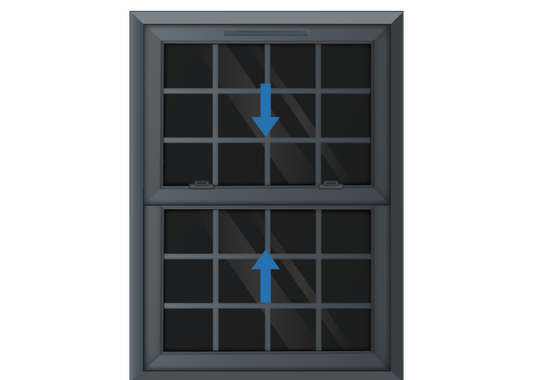 Grey uPVC Georgian Sliding Sash Window