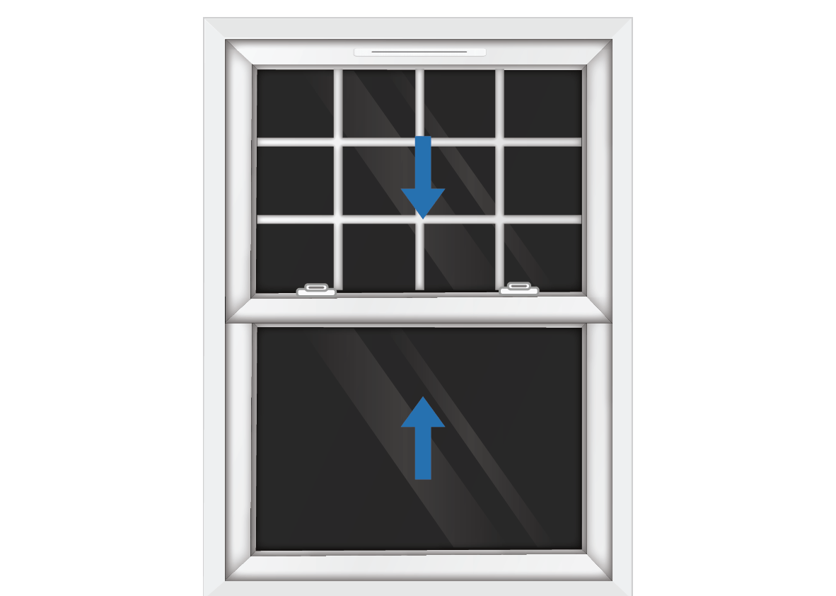 White uPVC Sliding Sash Window with Georgian Top Sash