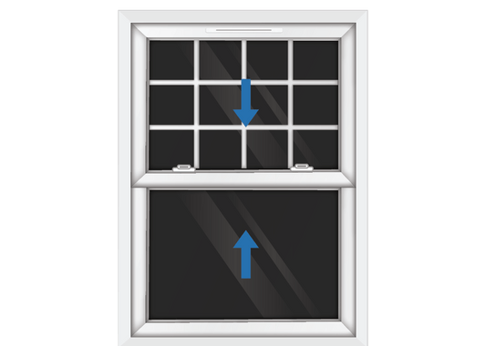 White uPVC Sliding Sash Window with Georgian Top Sash