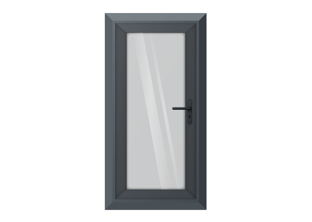 Grey uPVC Clear Full Glass Single Door