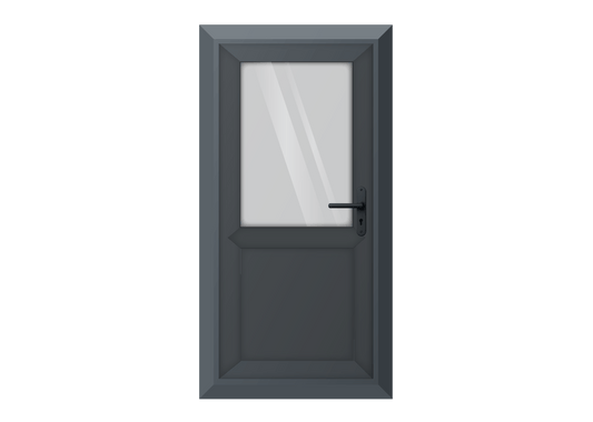 Grey uPVC Clear Half Glass Half Panel Single Door