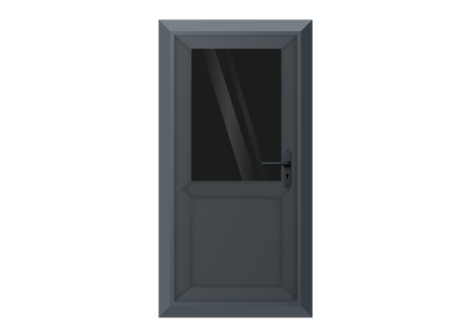 Grey uPVC Obscure Half Glass Half Panel Single Door