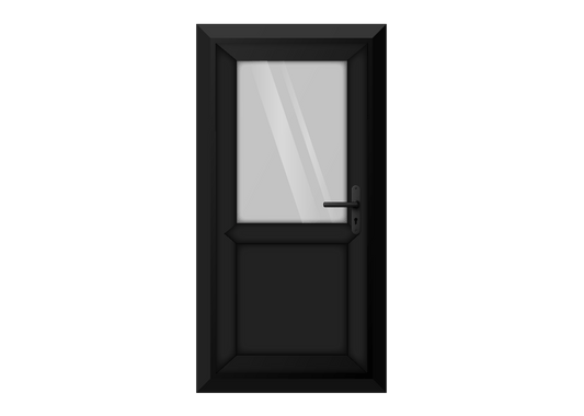 Black uPVC Clear Half Glass Half Panel Single Door