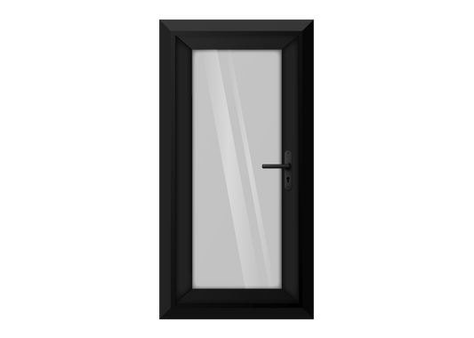 Black uPVC Clear Full Glass Single Door