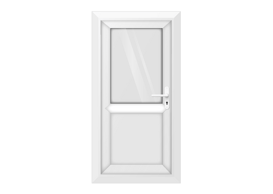 White uPVC Clear Half Glass Half Panel Single Door