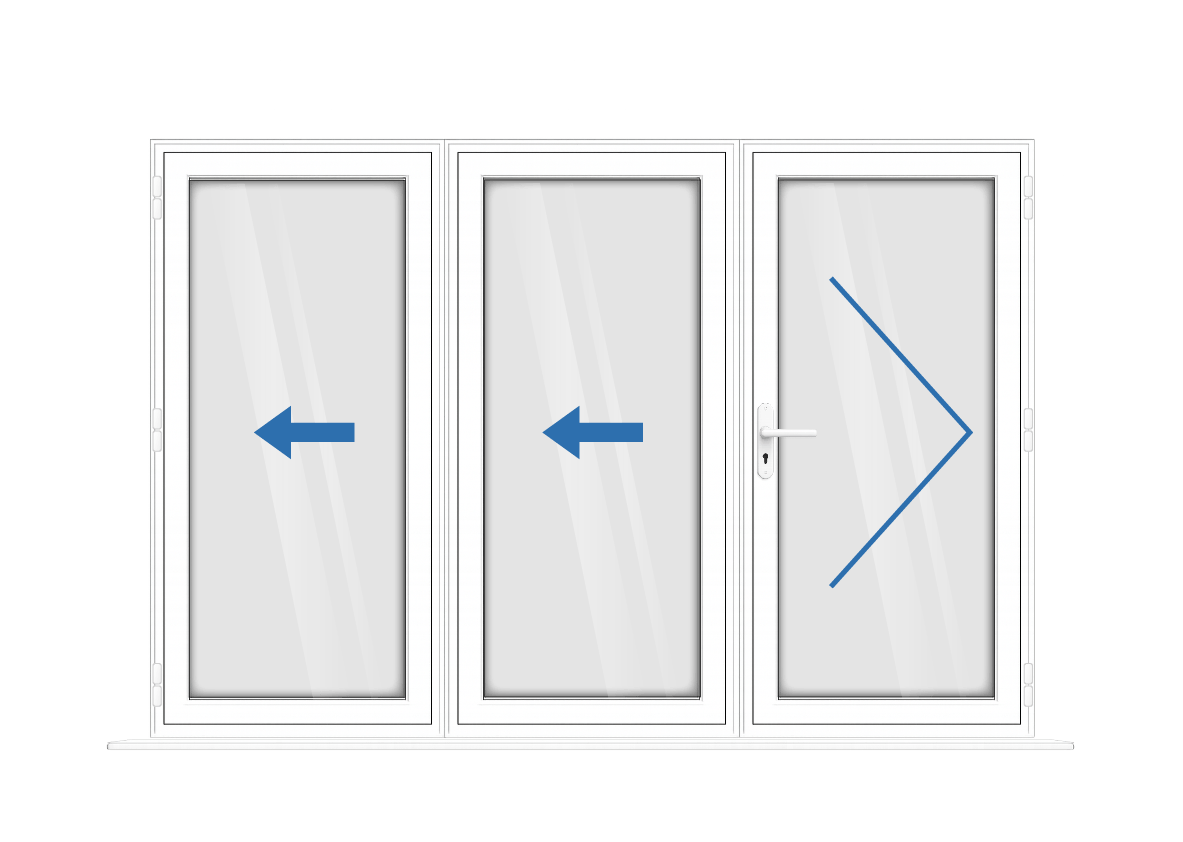 Aluminium 3 Panel White Bi-Fold Master Door Right