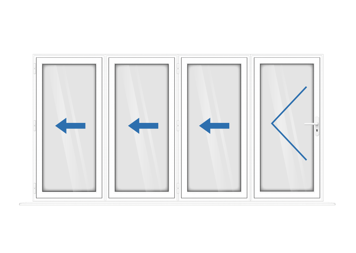Aluminium 4 Panel White Bi-Fold Right Opening