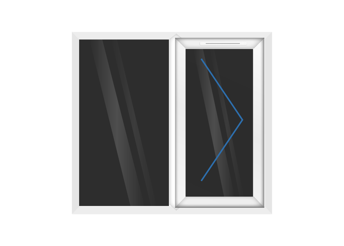 White uPVC Right Hung & Left Fixed Window