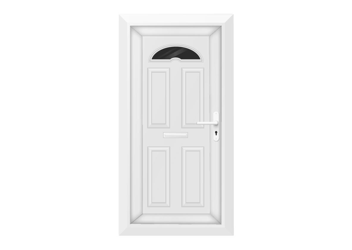 White Half Moon Glazed Front Door