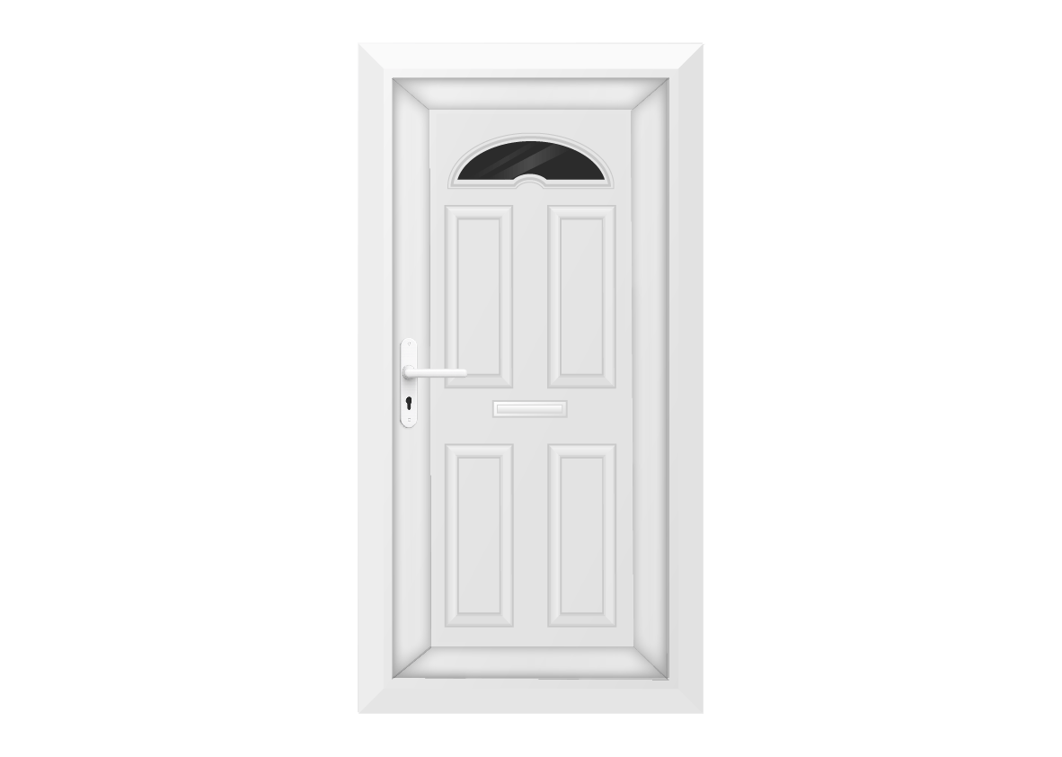 White Half Moon Glazed Front Door