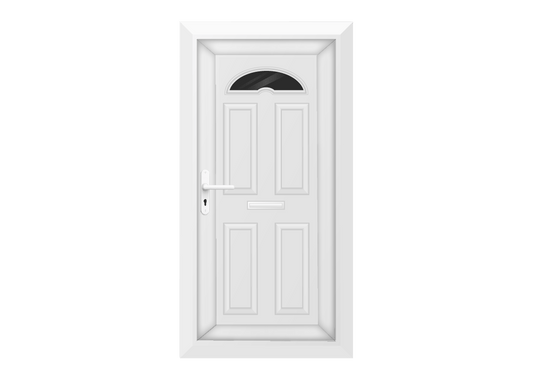 White Half Moon Glazed Front Door