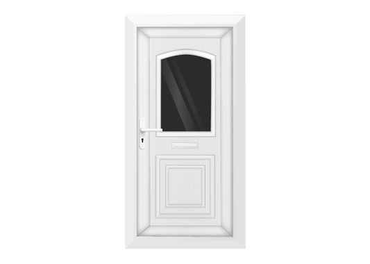 White Arched Glazed Front Door