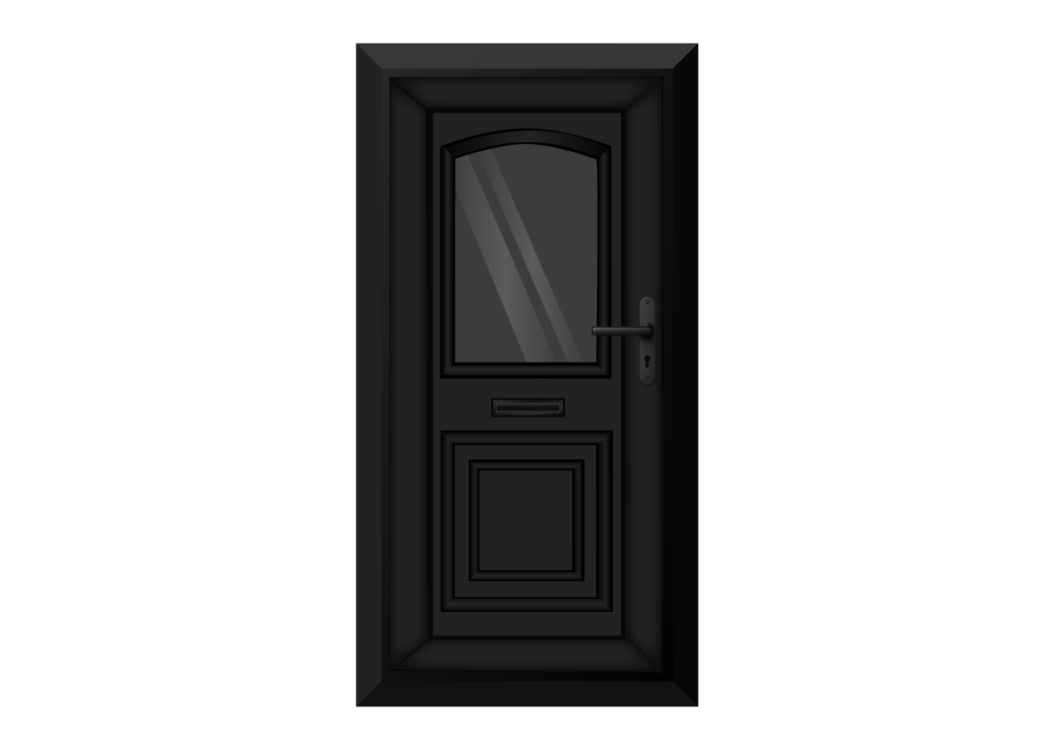 Black Arched Glazed Front Door