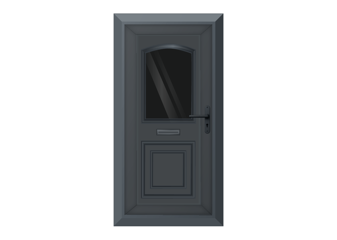 Grey Arched Glazed Front Door